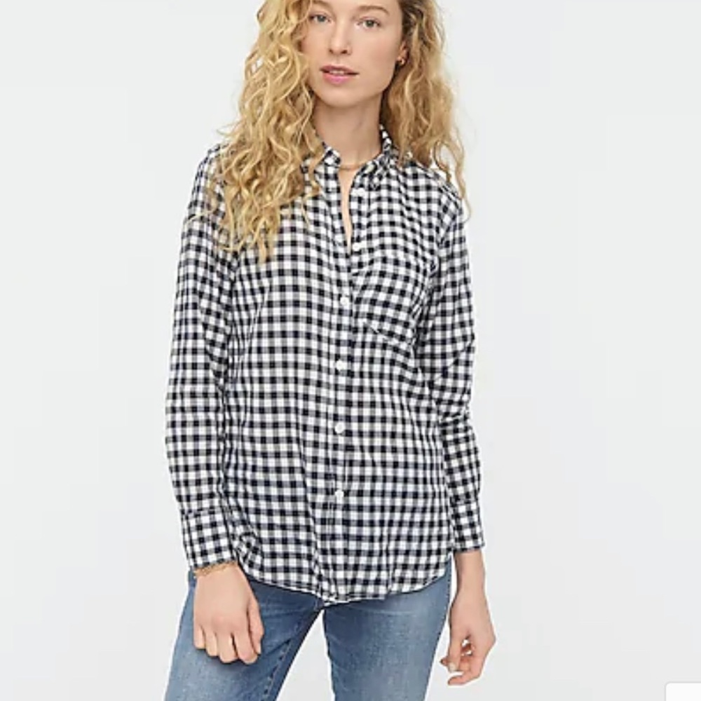 J Crew Classic Fit Crinkle Gingham Shirt